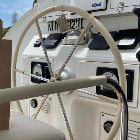 Custom Made Italian Calf Leather Yacht Steering Wheel / Helm Covers for 35mm Wheel Tube