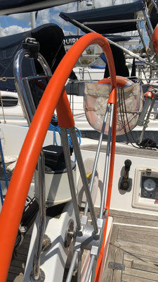 Custom Made Italian Calf Leather Yacht Steering Wheel / Helm Covers for 30mm Wheel Tube